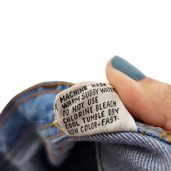 Vintage L'AVION Jeans Womens 31 Long Medium Blue Cargo Flare Hong Kong 28"‎ - Picture 15 of 15